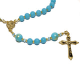 Catholic Rosary - Aqua/Turquoise Color Glass Beads and Jade Beads