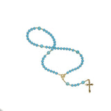 Catholic Rosary - Aqua/Turquoise Color Glass Beads and Jade Beads