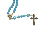 Catholic Rosary - Aqua/Turquoise Color Glass Beads and Jade Beads