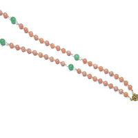 Catholic Rosary - Peach Calcite & Green Angelite Gemstone Beads