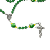 Catholic Rosary - Green Glass Hearts, Green Beads, Orthodox/Byzantine