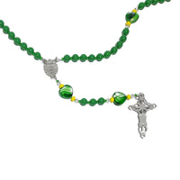 Catholic Rosary - Green Glass Hearts, Green Beads, Orthodox/Byzantine