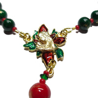 Catholic Rosary - Christmas, Red, Green, Poinsettia