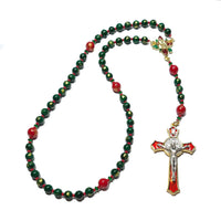 Catholic Rosary - Christmas, Red, Green, Poinsettia