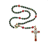 Catholic Rosary - Christmas, Red, Green, Poinsettia