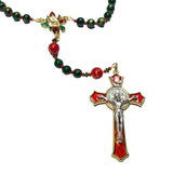 Catholic Rosary - Christmas, Red, Green, Poinsettia