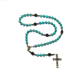 Catholic Rosary - Peacock Green Turquoise, Jasper, Bronze Crucifix