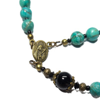 Catholic Rosary - Peacock Green Turquoise, Jasper, Bronze Crucifix