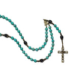 Catholic Rosary - Peacock Green Turquoise, Jasper, Bronze Crucifix