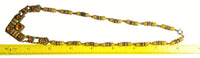 Vintage V Necklace - Earthtone Colors - Orange, Yellow