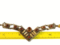 Vintage V Necklace - Earthtone Colors - Orange, Yellow