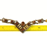 Vintage V Necklace - Earthtone Colors - Orange, Yellow