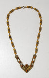 Vintage V Necklace - Earthtone Colors - Orange, Yellow