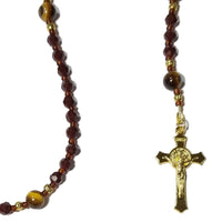 Catholic Rosary - Burgundy / Brown Glass Beads, Tiger-eye (Tiger's Eye)