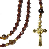 Catholic Rosary - Burgundy / Brown Glass Beads, Tiger-eye (Tiger's Eye)