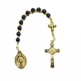 One Decade (Tenner) Pocket Rosary - Blue Sandstone Glass Beads and Gold Tone