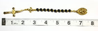 Length of One Decade (Tenner) Pocket Rosary - Blue Sandstone Glass Beads and Gold Tone