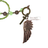 Rearview Mirror Car Charm - Wing, Cross - Every Day's a Second Chance - Green
