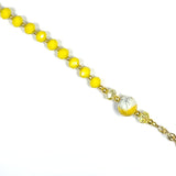 One Decade (Tenner) Pocket Rosary - Yellow Glass Beads & Gold Tone Crucifix