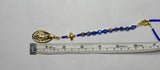 Length of One Decade Pocket / Car Rosary - Gold Tone Miraculous Medal, Blue Glass Beads