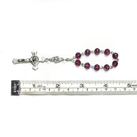 One Decade Finger Rosary - Czech Amethyst AB Druks, St. Benedict Crucifix