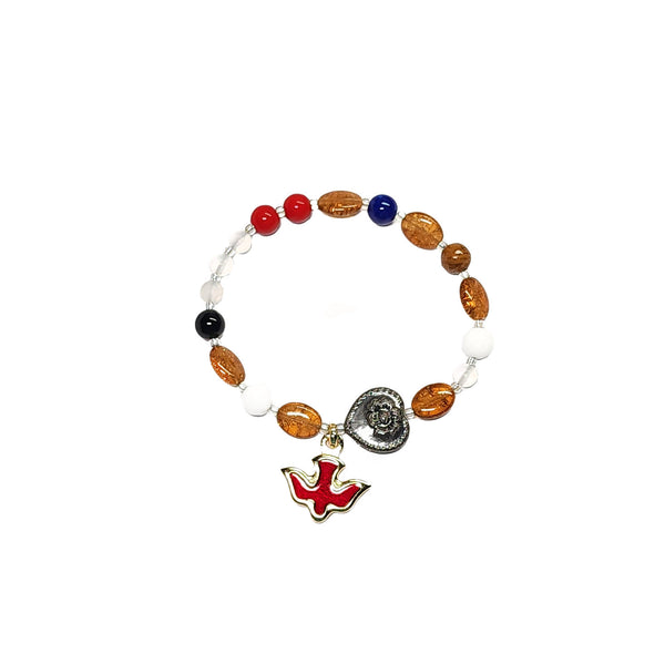 Lutheran Wreath of Christ Prayer Beads Rosary - Silver Flower Heart, Dove