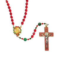 Catholic Rosary - Christmas, Red Green, Gold, Silver
