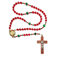 Catholic Rosary - Christmas, Red Green, Gold, Silver