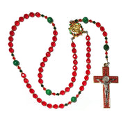 Catholic Rosary - Christmas, Red Green, Gold, Silver