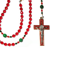 Catholic Rosary - Christmas, Red Green, Gold, Silver