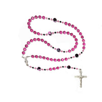 Catholic Rosary - Pink Flare Glass Beads, Fire Agate