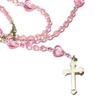 Catholic Rosary - Pink Hearts, Communion, Small