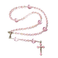 Catholic Rosary - Pink Hearts, Communion, Small