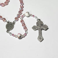 Catholic Rosary - Iridescent Pink, Porcelain Ceramic Beads, Pardon Crucifix