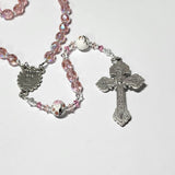 Catholic Rosary - Iridescent Pink, Porcelain Ceramic Beads, Pardon Crucifix