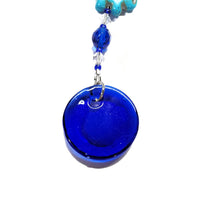Rearview Mirror Car Charm - Small Evil Eye & Blue Turquoise Elephant