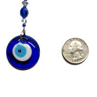 Rearview Mirror Car Charm - Small Evil Eye & Blue Turquoise Elephant
