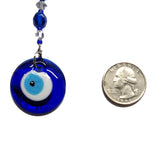 Rearview Mirror Car Charm - Small Evil Eye & Blue Turquoise Elephant