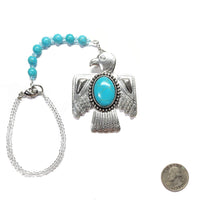 Rearview Mirror Car Charm - Turquoise Howlite Thunderbird Brooch/Pin