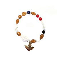 Lutheran Wreath of Christ Prayer Beads Rosary - White AB Flower, Holy Spirit