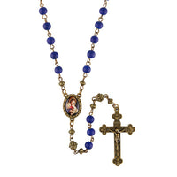 Catholic Rosary - Blessed Mother, Bronze Chain, Satin Blue Beads