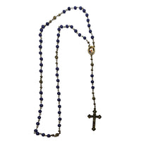 Catholic Rosary - Blessed Mother, Bronze Chain, Satin Blue Beads