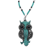 Rearview Mirror Car Charm - Blue/Green Patina Owl, Hematite