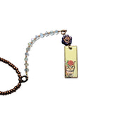Rearview Mirror Car Charm - Cat with Rose Hat on Rectangle
