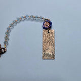 Rearview Mirror Car Charm - Cat with Rose Hat on Rectangle
