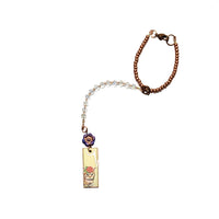 Rearview Mirror Car Charm - Cat with Rose Hat on Rectangle