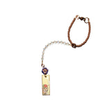 Rearview Mirror Car Charm - Cat with Rose Hat on Rectangle