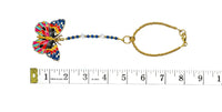 Rearview Mirror Car Charm - Bright Butterfly Pendant, Capri Blue Beads