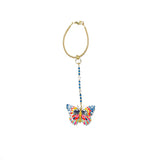 Rearview Mirror Car Charm - Bright Butterfly Pendant, Capri Blue Beads