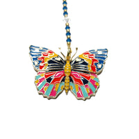 Rearview Mirror Car Charm - Bright Butterfly Pendant, Capri Blue Beads